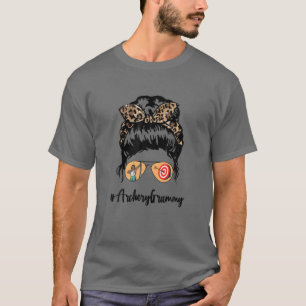 Archery Grammy Messy Hair Bun Leopard Frauen Mutte T-Shirt