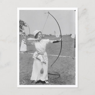 Archery History Woman Archer 1915 Foto Postkarte