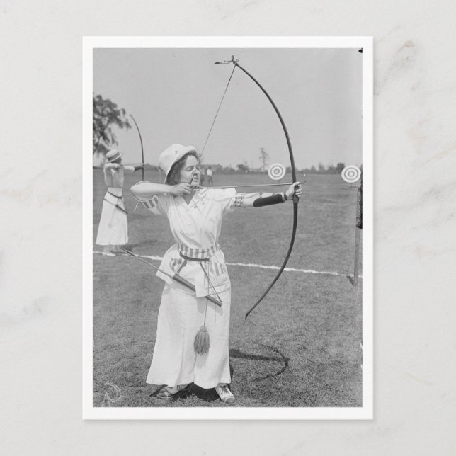 Archery History Woman Archer 1915 Foto Postkarte (Vorderseite)