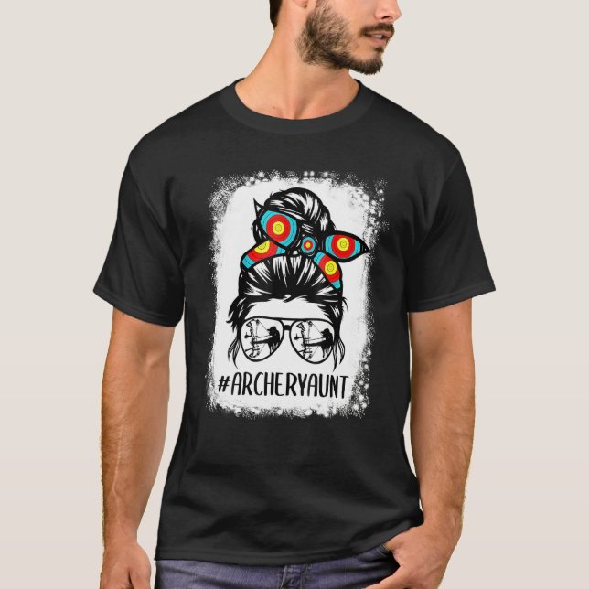 Archery Mama Life Messy Bun Haar Brille Mutter D T-Shirt (Vorderseite)