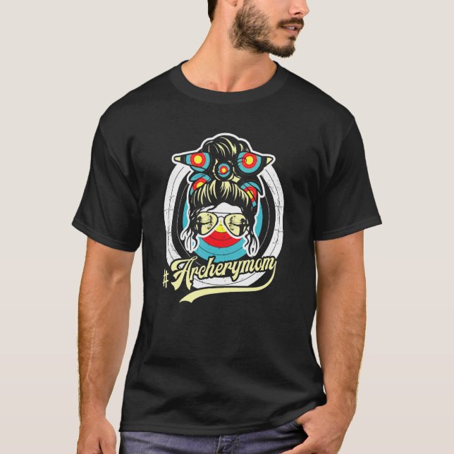 Archery Mama Life Messy Bun Haar Brille T-Shirt (Vorderseite)