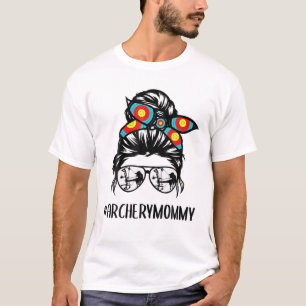 Archery Mommy Life Messy Bun Hair Brille Mutter T-Shirt