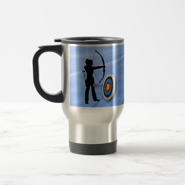 Archery Sport Archer Silhouett Ziel personalisiere Reisebecher (Links)