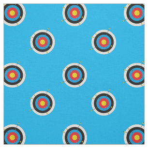 Archery Targets and Arrows Patches on Blue Stoff