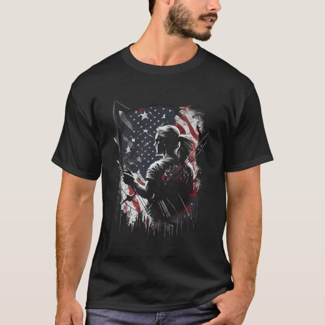 Archery US Flag Women Graphic Tees Men Women Boys  (Vorderseite)
