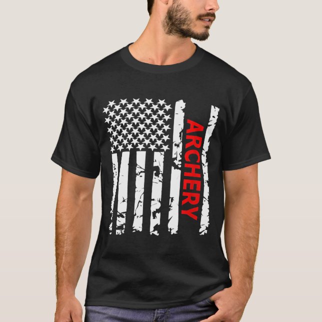 Archery USA Flag für Amerikaner T-Shirt (Vorderseite)