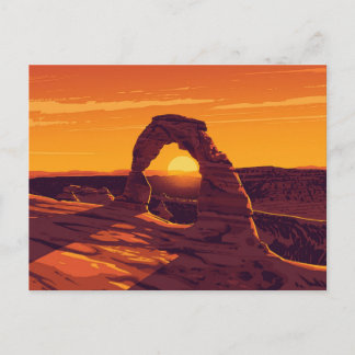 Arches Delicate Arch Sunset Art Postkarte
