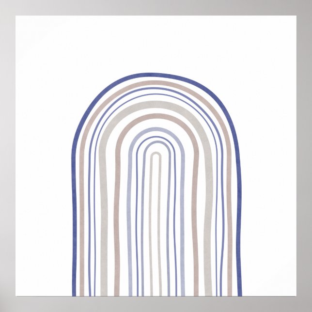 Arches der Mitte des Jahrhunderts - Blau und Beige Poster (Vorne)