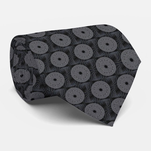 Arches Fraktal Neck Tie - Grau/Schwarz Krawatte (Gerollt)