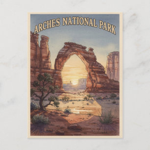 Arches National Park Delicate Arch Vintage Reise Postkarte