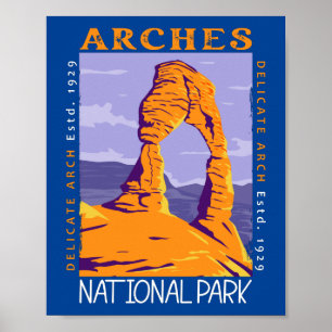 Arches National Park Delikater Arch Vintage Poster