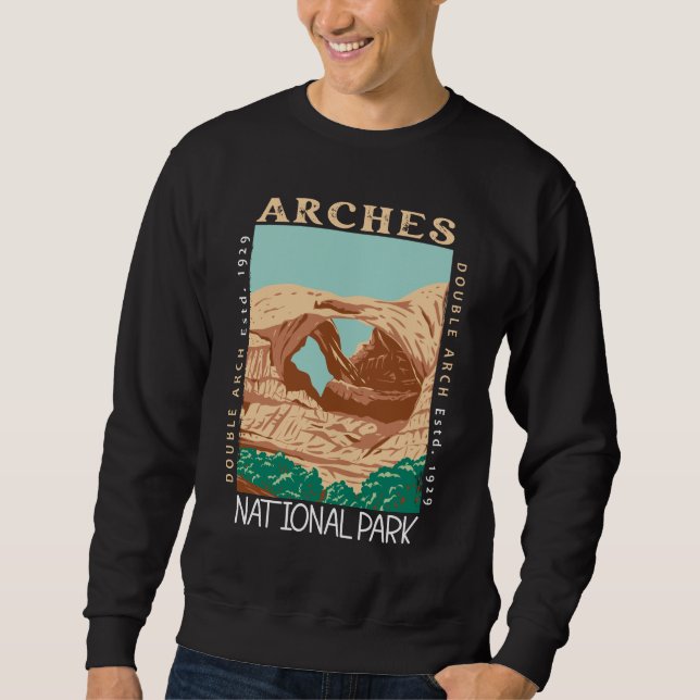 Arches National Park Doppelbogen Retro verzweifelt Sweatshirt (Vorderseite)