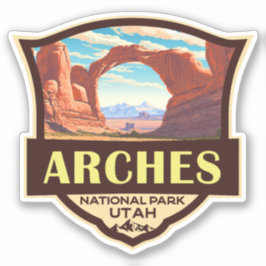 Arches National Park Illustration Retro Aufkleber