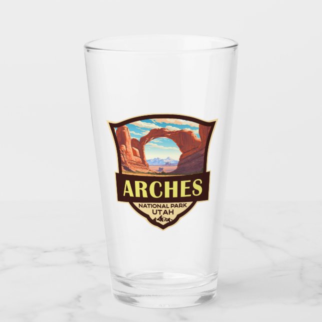 Arches National Park Illustration Retro Glas (Vorderseite)