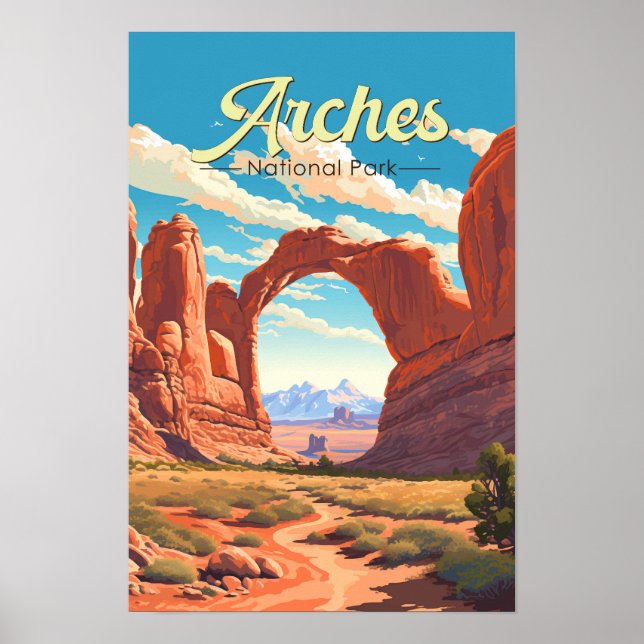 Arches National Park Illustration Retro Poster (Vorne)