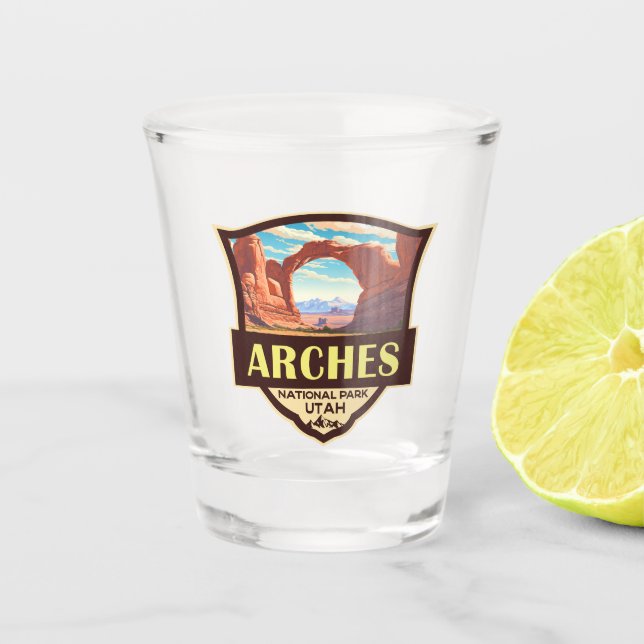Arches National Park Illustration Retro Schnapsglas (Vorderseite)