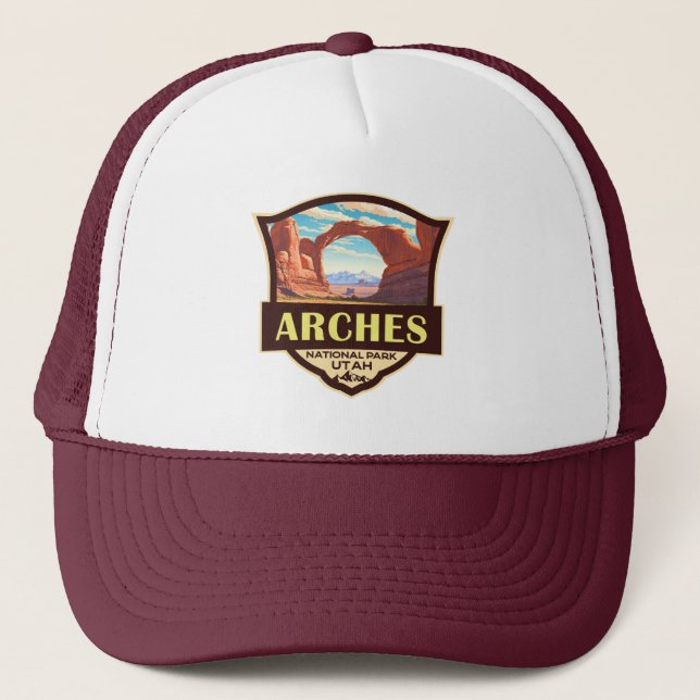 Arches National Park Illustration Retro Truckerkappe (Vorderseite)