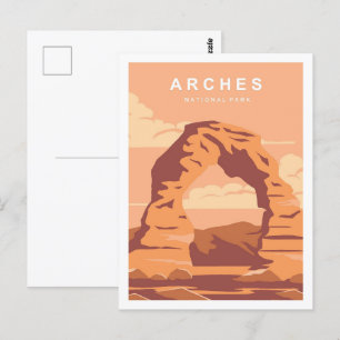 Arches National Park USA Travel Place Illustration Postkarte