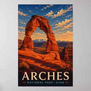 Arches National Park Utah Moderne Holzschnitt-Reis Poster