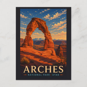 Arches National Park Utah Moderne Holzschnitt-Reis Postkarte