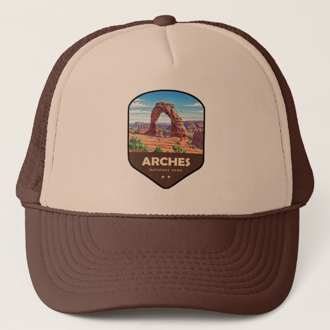 Arches National Park Utah Shield Truckerkappe (Vorderseite)