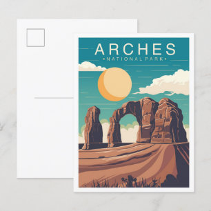 Arches National Park Utah USA Travel Illustration Postkarte