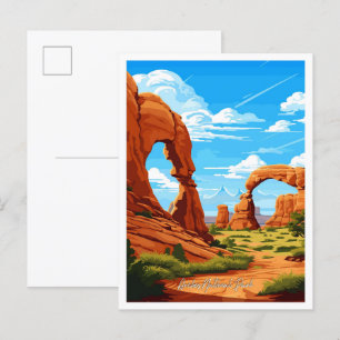 Arches National Park Vintage Reiseillustration Postkarte