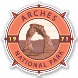 Arches Nationalpark Retro Kompass Emblem Aufkleber
