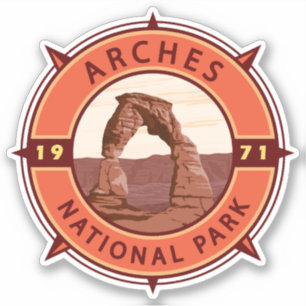 Arches Nationalpark Retro Kompass Emblem Aufkleber