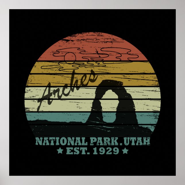 Arches Nationalpark Utah Vintager Parkplatz Poster (Vorne)