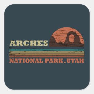 Arches Nationalpark Utah Vintager Parkplatz Quadratischer Aufkleber