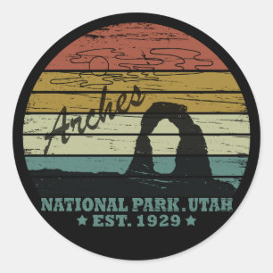 Arches Nationalpark Utah Vintager Parkplatz Runder Aufkleber