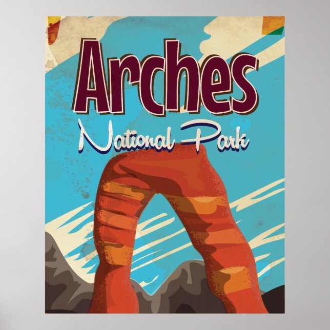 Arches Nationalpark Vintager Urlaub Poster (Vorne)