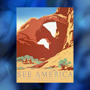 Arches Nat'l Park Vintage Poster, See America, Postkarte