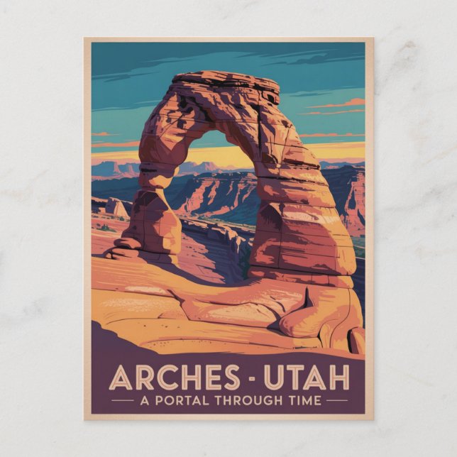 Arches Utah - Vintage Travel Poster Postkarte (Vorderseite)