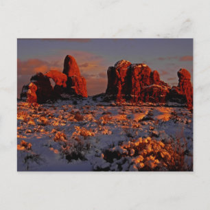 Arches Winter Sunset Postcard Postkarte