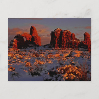 Arches Winter Sunset Postcard Postkarte