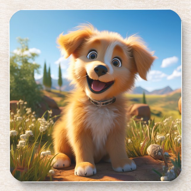Archie - Gelbe Labrador Retriever Puppy Getränkeuntersetzer (Vorderseite)