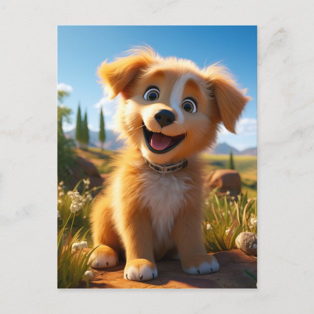 Archie - Gelbe Labrador Retriever Puppy Postkarte (Vorderseite)