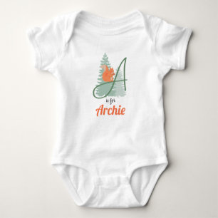 Archie Name Reveal Letter A Woodland Boy Eichhörnc Baby Strampler