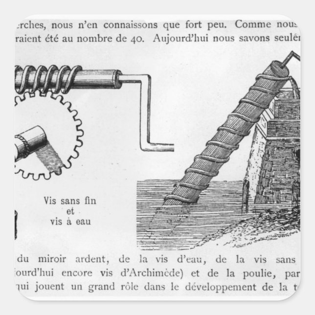 Archimedes-Schraube Quadratischer Aufkleber (Vorderseite)
