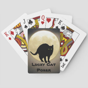 Arching Black Cat and Moon Lucky Cat Poker Spielkarten