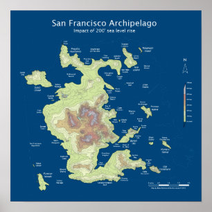 Archipel von San Francisco, Meeresspiegel um 200 m Poster