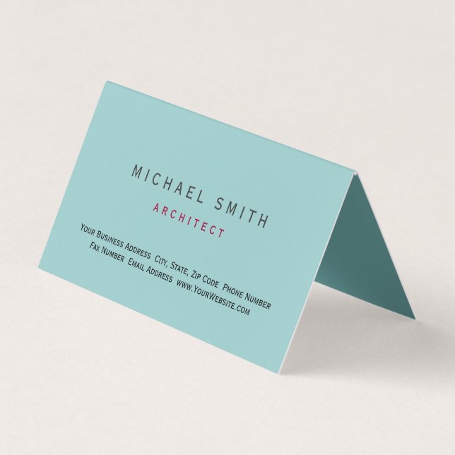 Architect Blue Modern Simple Minimal Business Card Visitenkarten (Vorderseite)