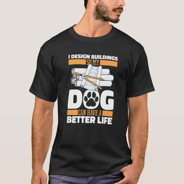 Architect Dog Civil Engineer  House Buildings Draf T-Shirt (Vorderseite)