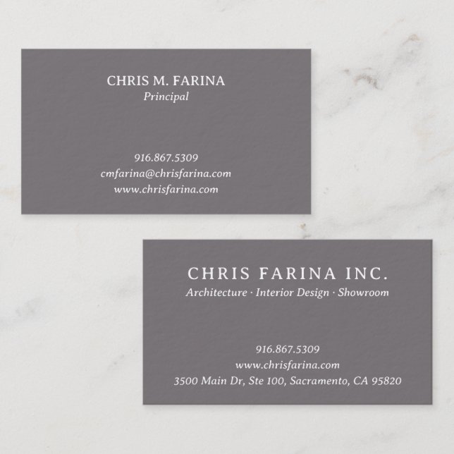 Architect Firm Business Card in Fossil Gray Visitenkarte (Vorne/Hinten)