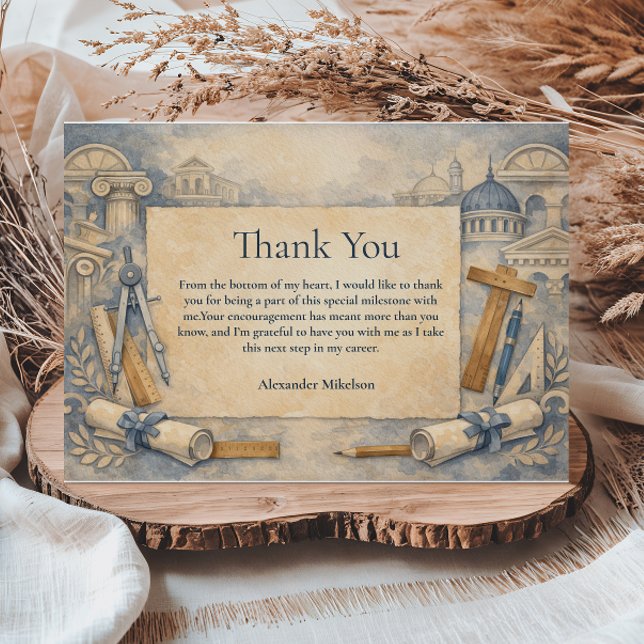 Architect Graduation Blueprint Design Dankeskarte (Von Creator hochgeladen)