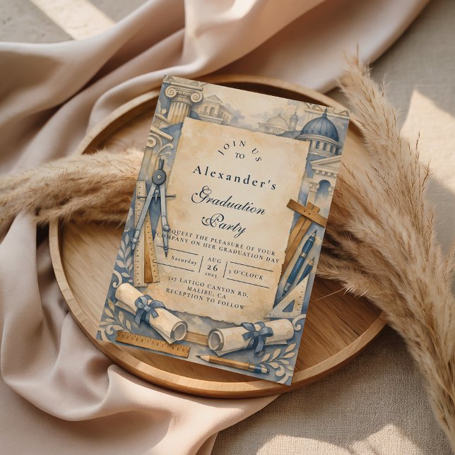 Architect Graduation Blueprint Design Einladung (Von Creator hochgeladen)