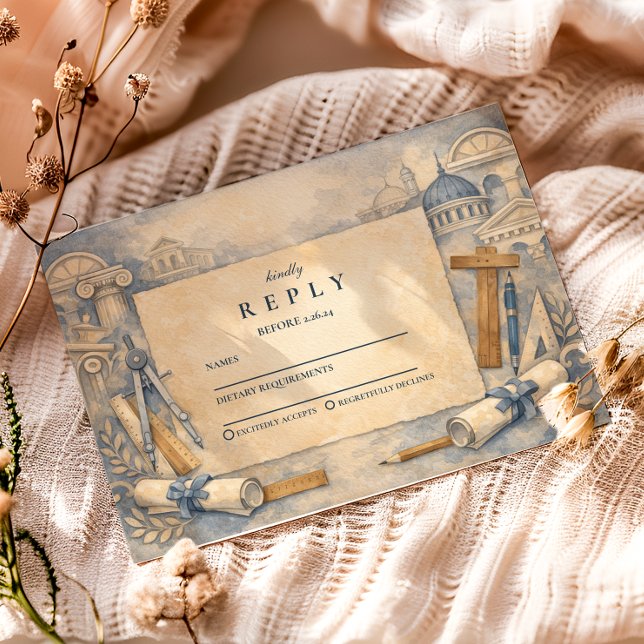 Architect Graduation Blueprint Design RSVP Karte (Von Creator hochgeladen)