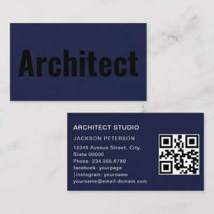 Architect Minimalistisch Bold Text Elegant Blue QR Visitenkarte
